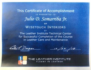 Leather Institute Certificate